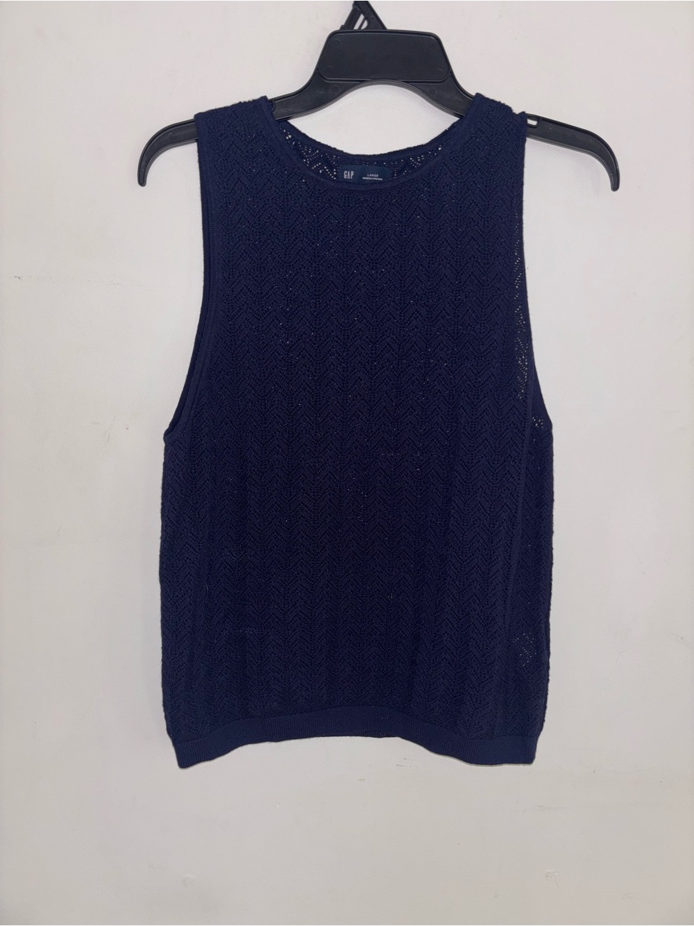 GAP Navy Pointelle Knit Sleeveless Sweater Tank Large